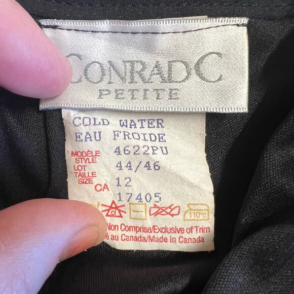 Conrad C Women's Black Faux Wrap Skirt Midi Length Size 12P - Picture 4 of 9